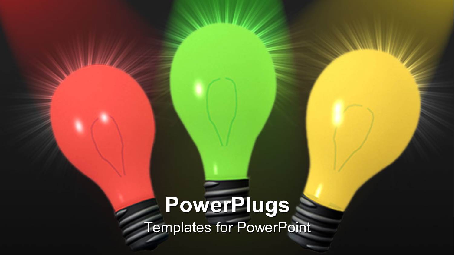 Three Multi Colored Shinning Bulbs Over a Black Background
