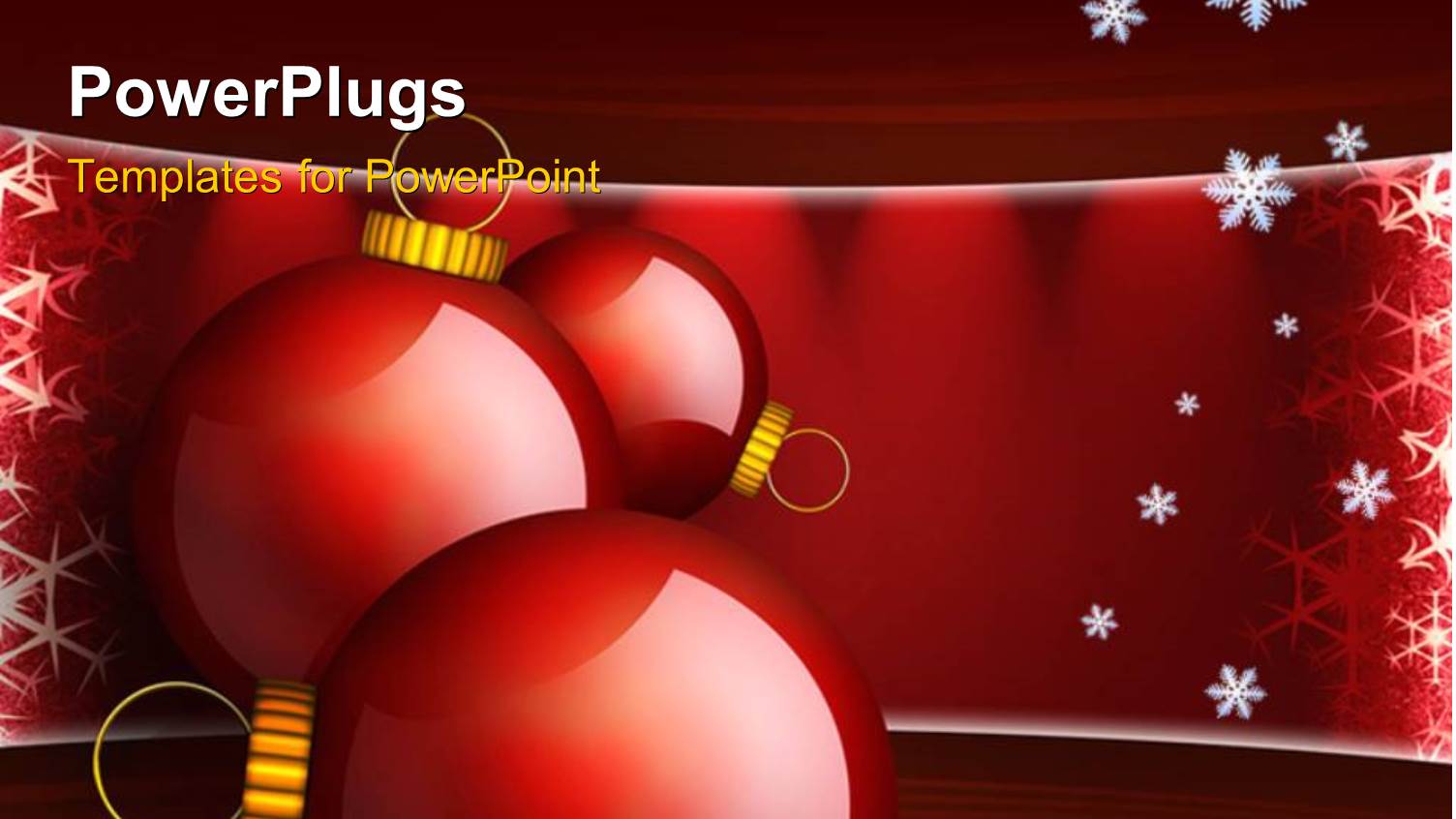 Three Ornaments with Snow Flakes Over Red Background