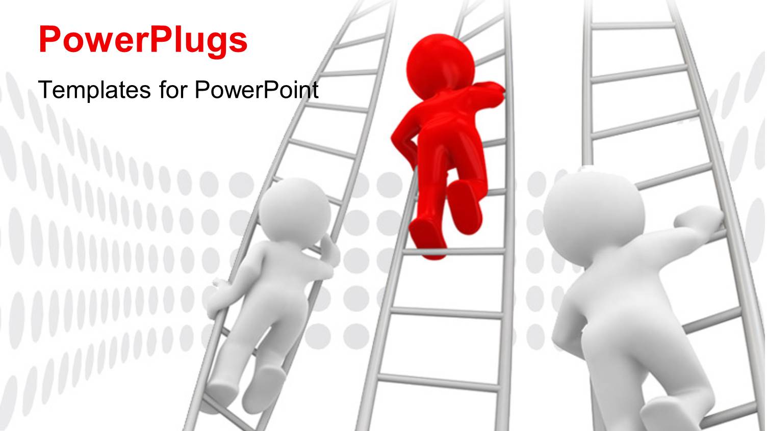 Three People Climbing the Ladders with White Background