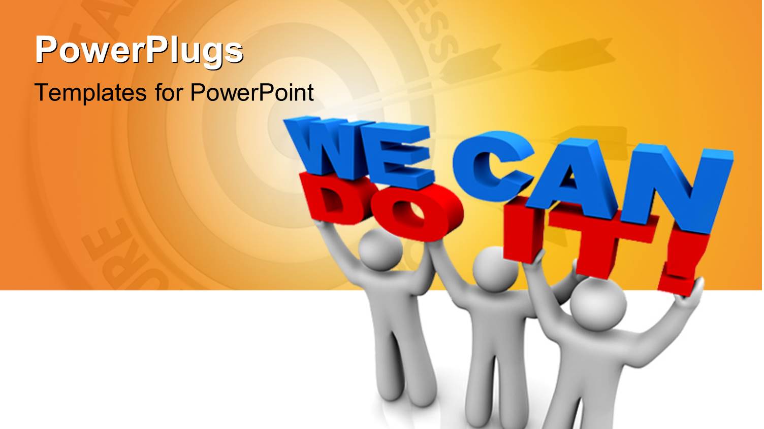 Three People Holding the Words we can do it with Yellowish Background