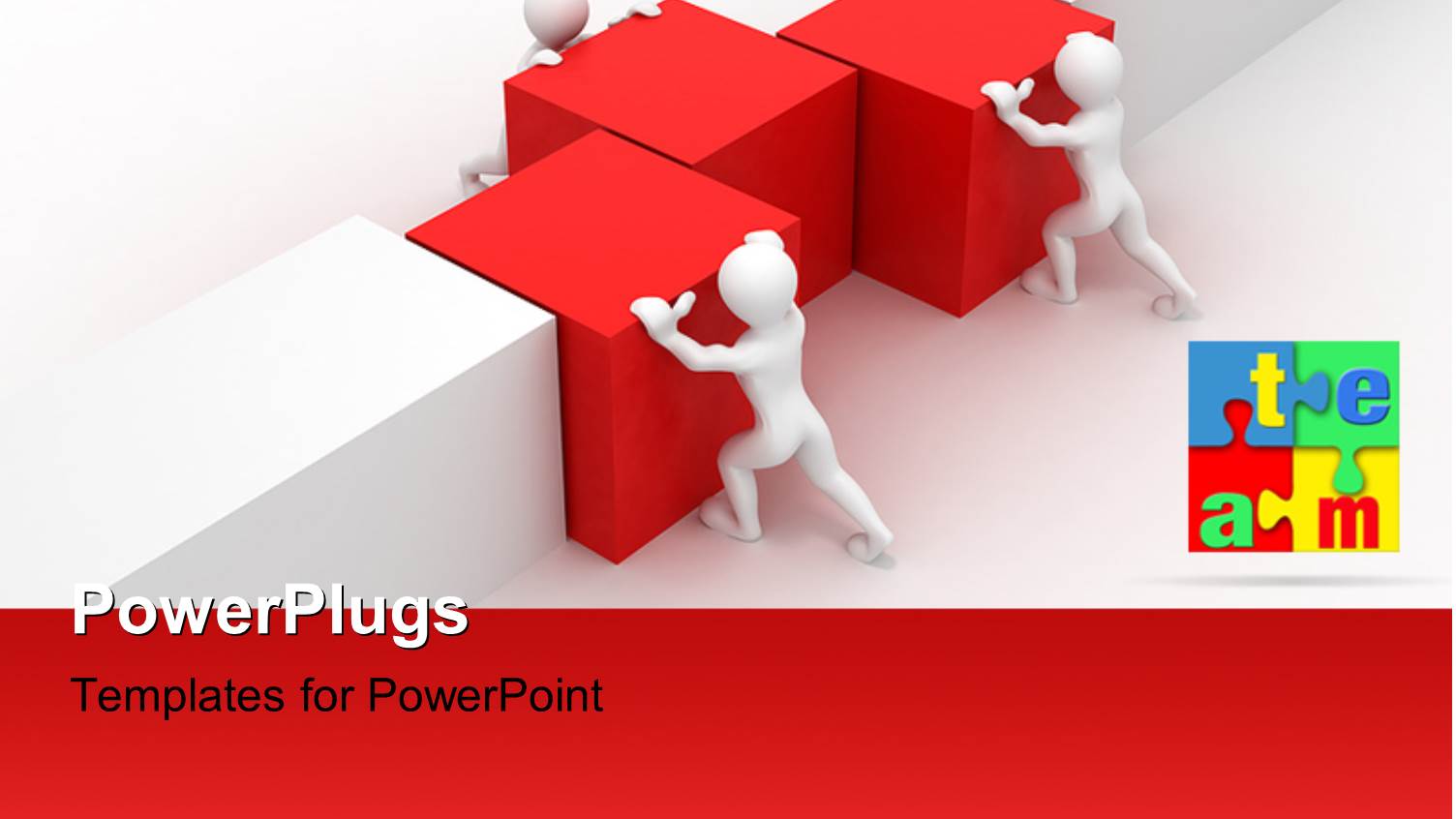 Three People Pushing the Boxes with White Background