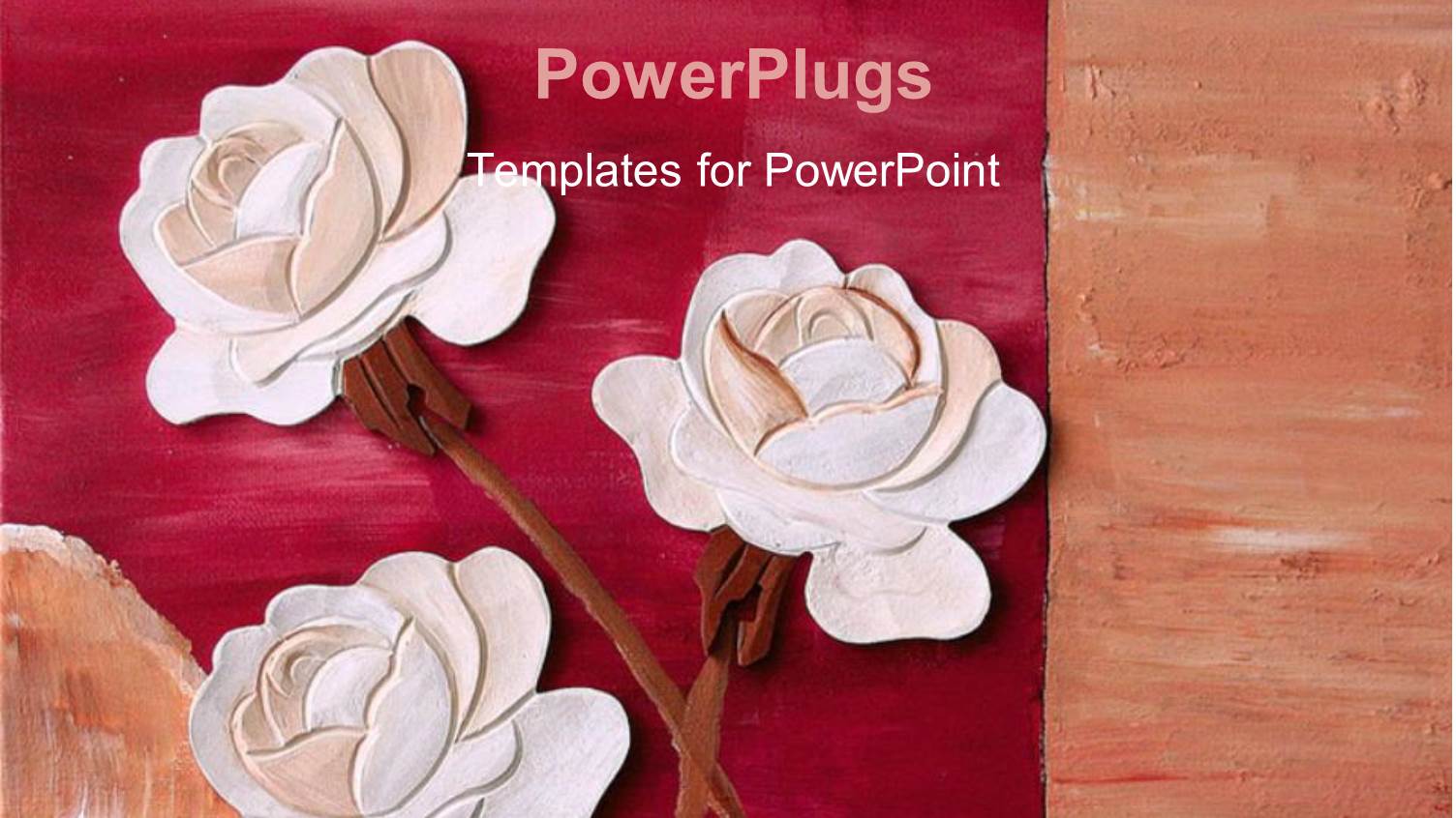 Three Pink and Red Roses on a Red Colored Background