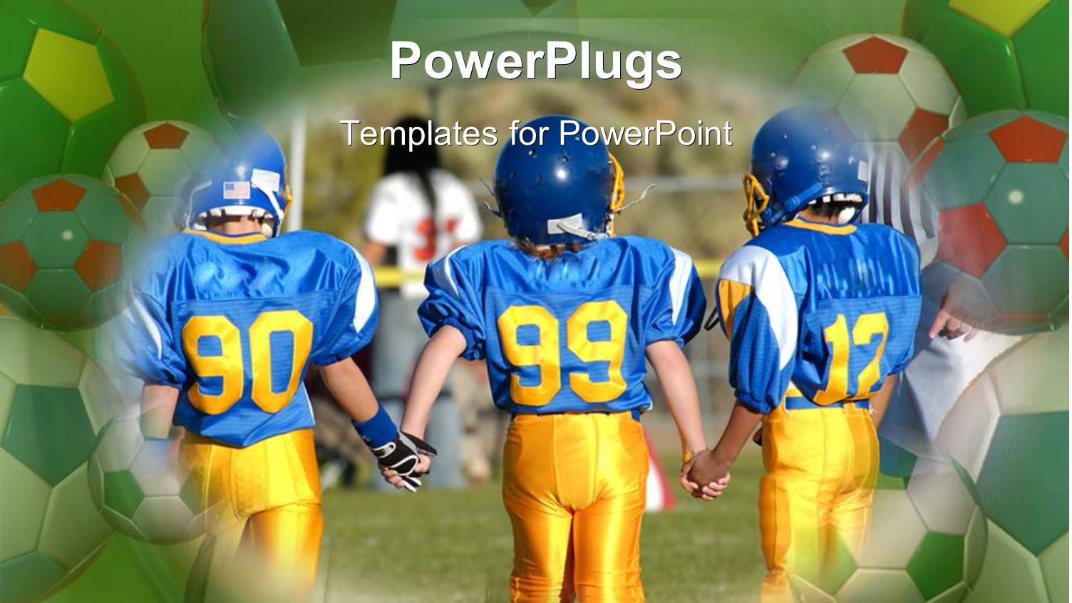 Three Players in a Team Hold Hands in a Football Game 