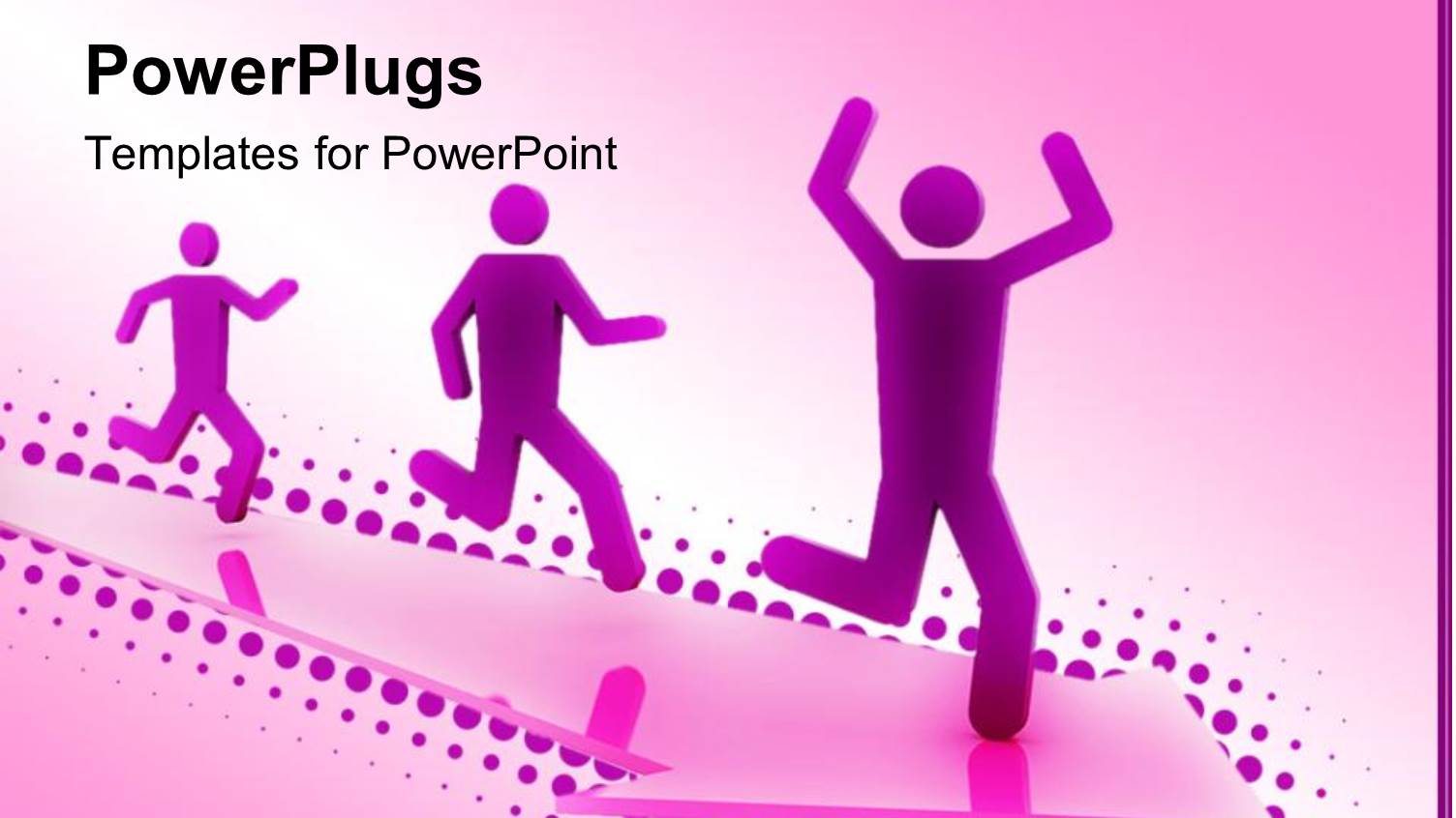 Three Purple Figures Running on Arrow