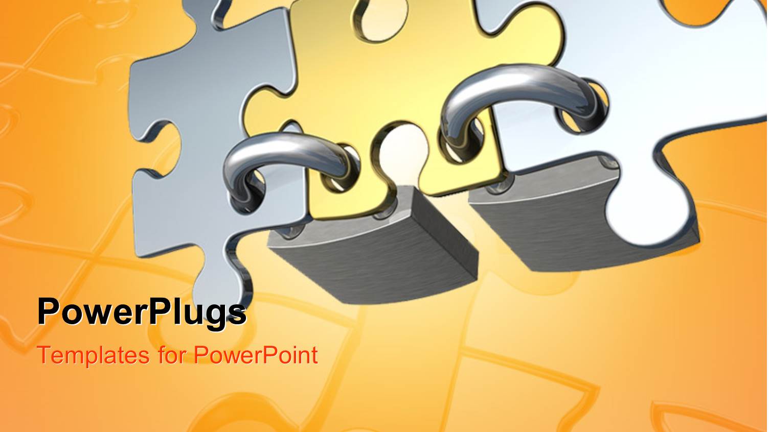 Three Puzzle Pieces Locked Together with Yellowish Background