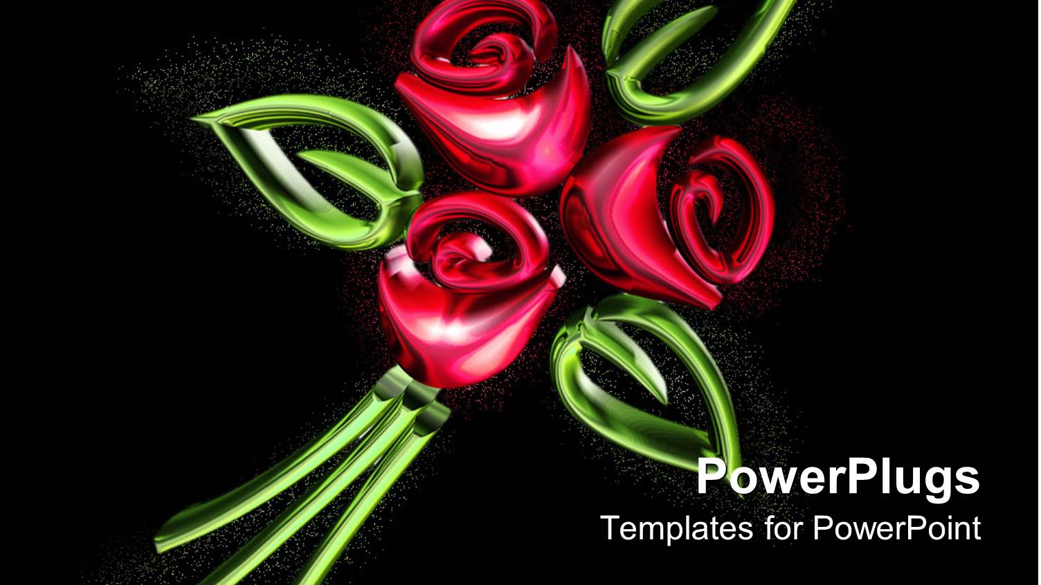 Three Red Roses with Three Leaves