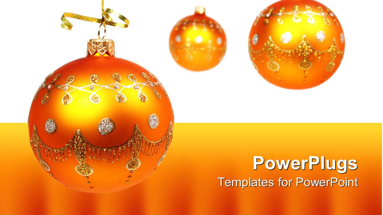 Three Shining Orange Crystal Balls on White and Orange Background