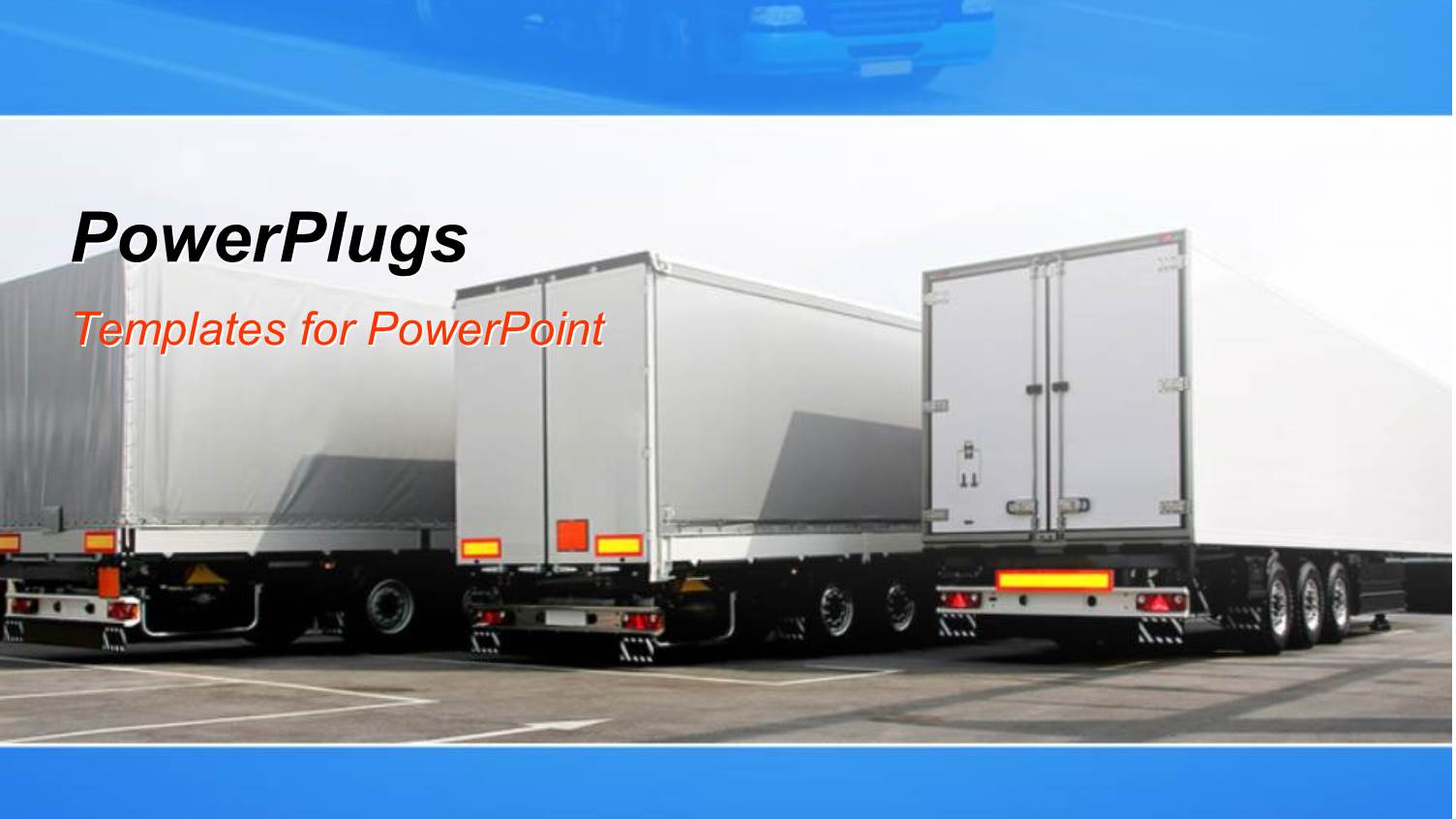 Three Silver Trucks Parked with Blue Edges 