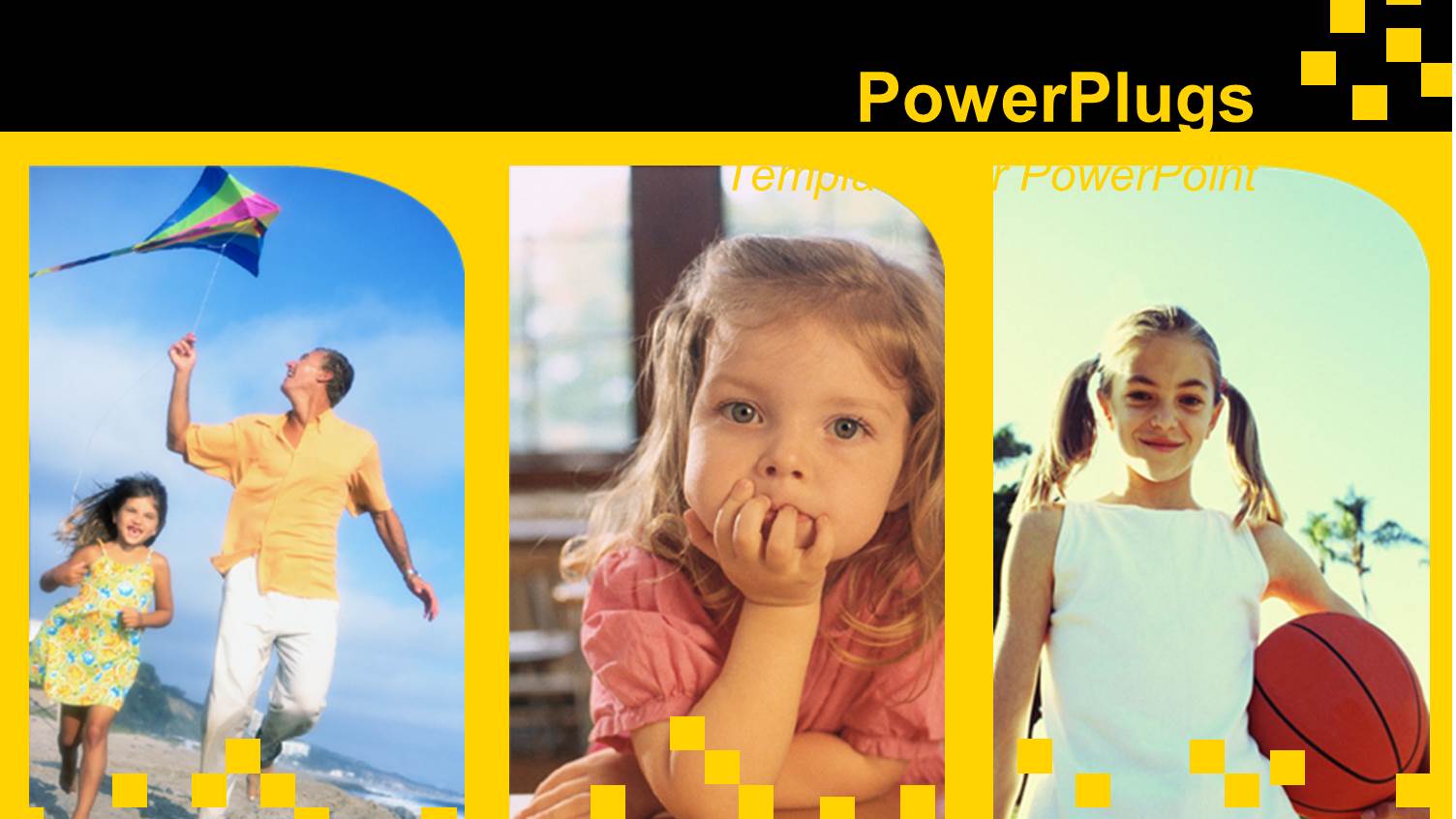 Three Tiles of little Girls and One with an Adult