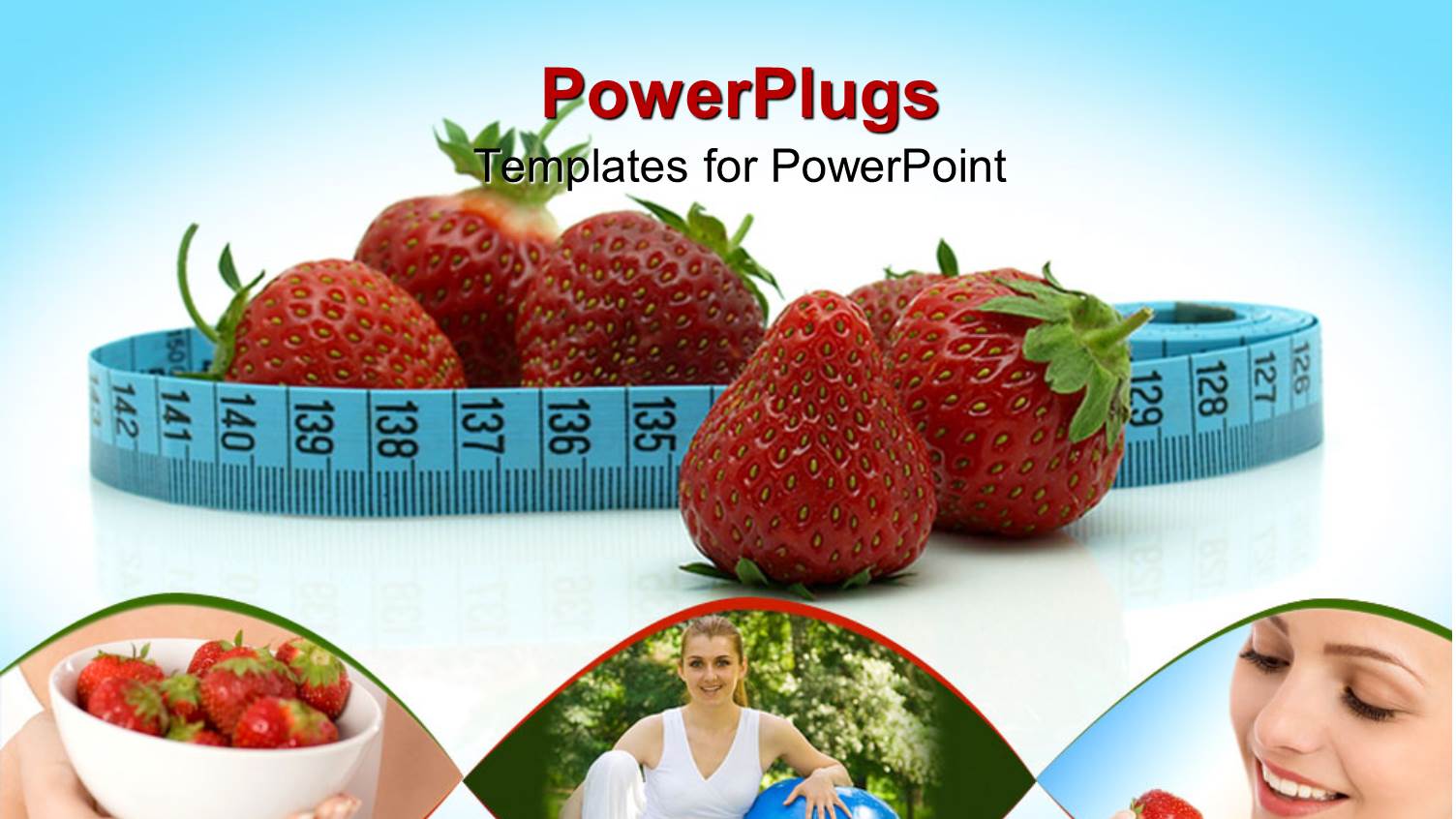 Three Tiles Showing a Fit and Healthy Lady and some Strawberries