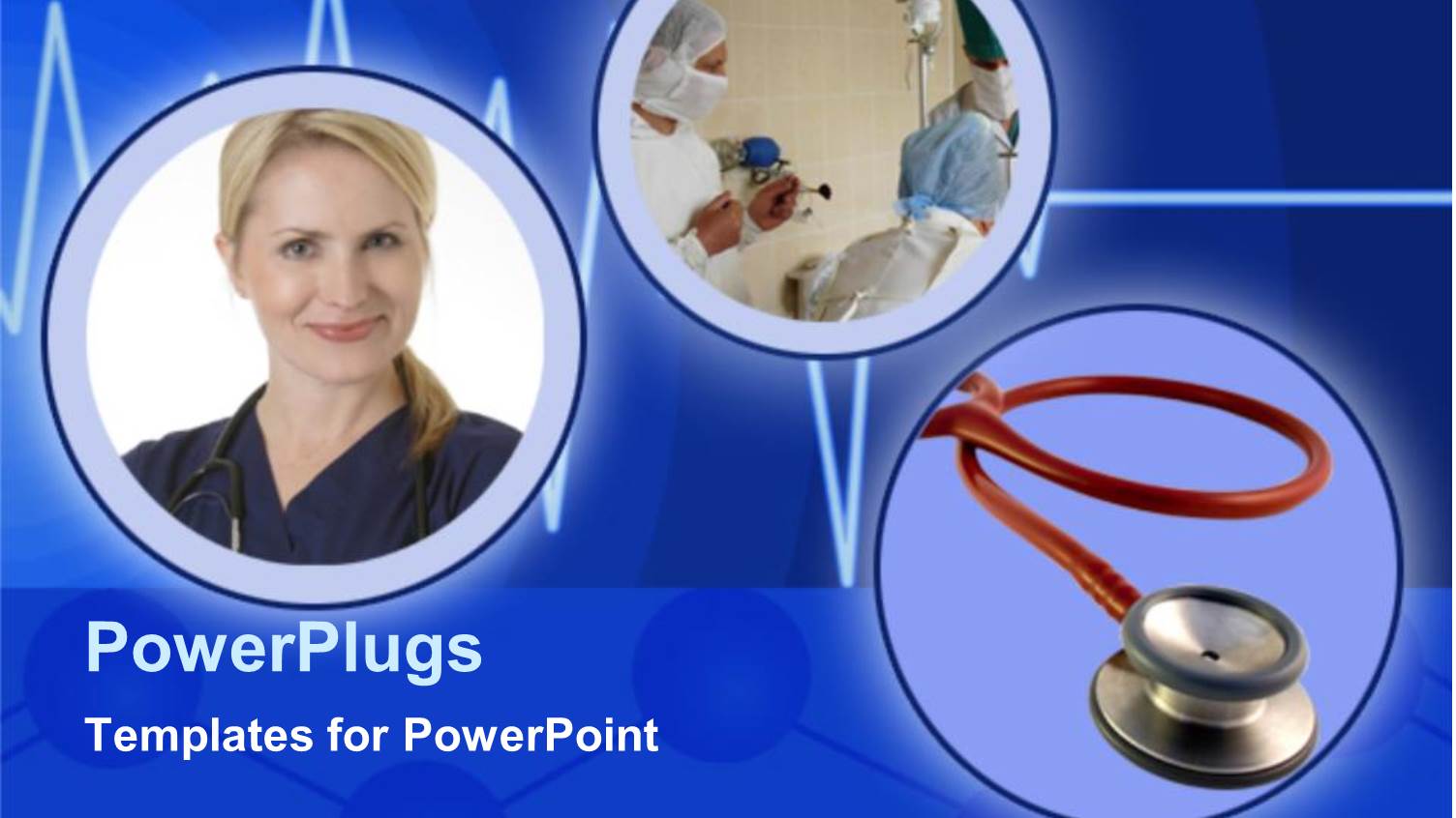 Three Tiles with Surgeons in an Operating Room, a Smiling Lady and a Stethoscope