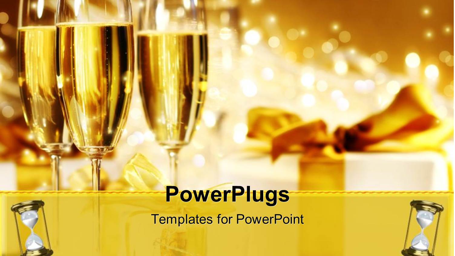 Three Wine Glasses with White Gift Wrapped Box and Gold Ribbon