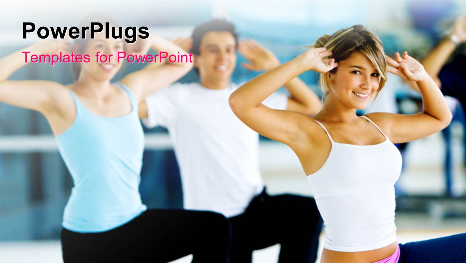 Three Young People Performing Aerobic Exercise in Gym Class