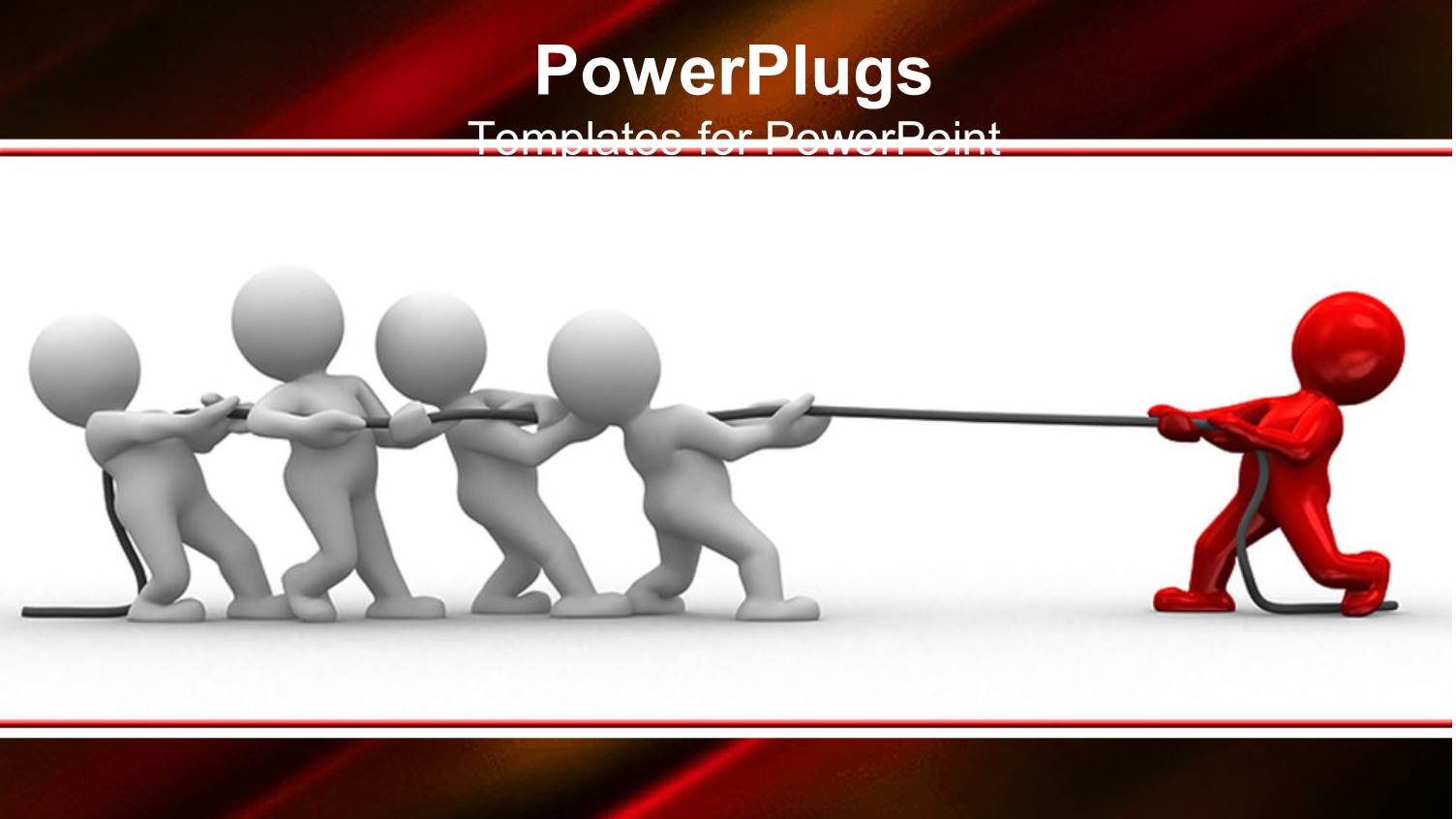 Thug of War Depiction of Red 3D Human Against Team of Four