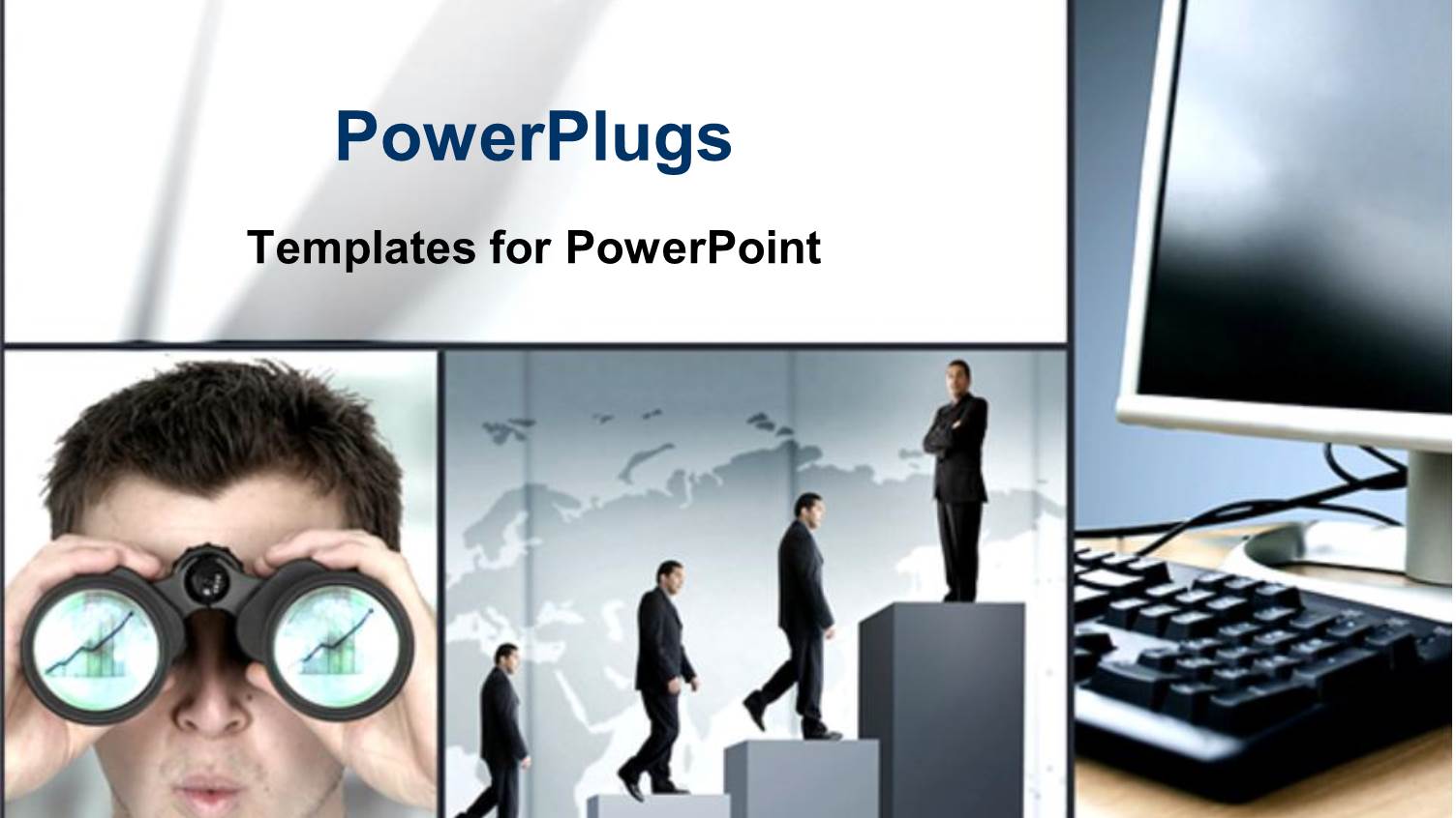 Tiles with a Computer, a Man Looking Through Binoculars