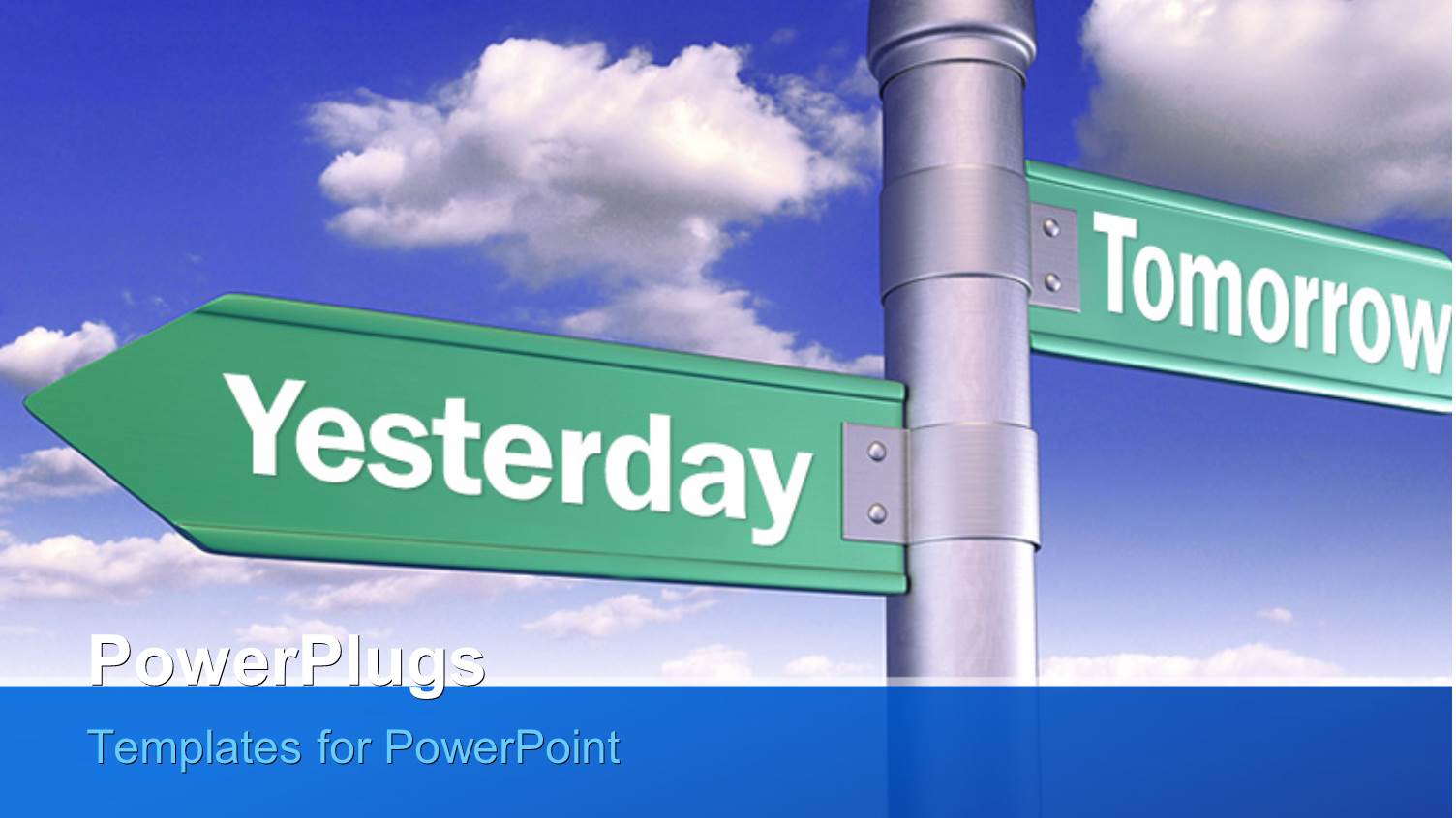 Time Concept Using Sign Boards of Yesterday and Tomorrow with Sky