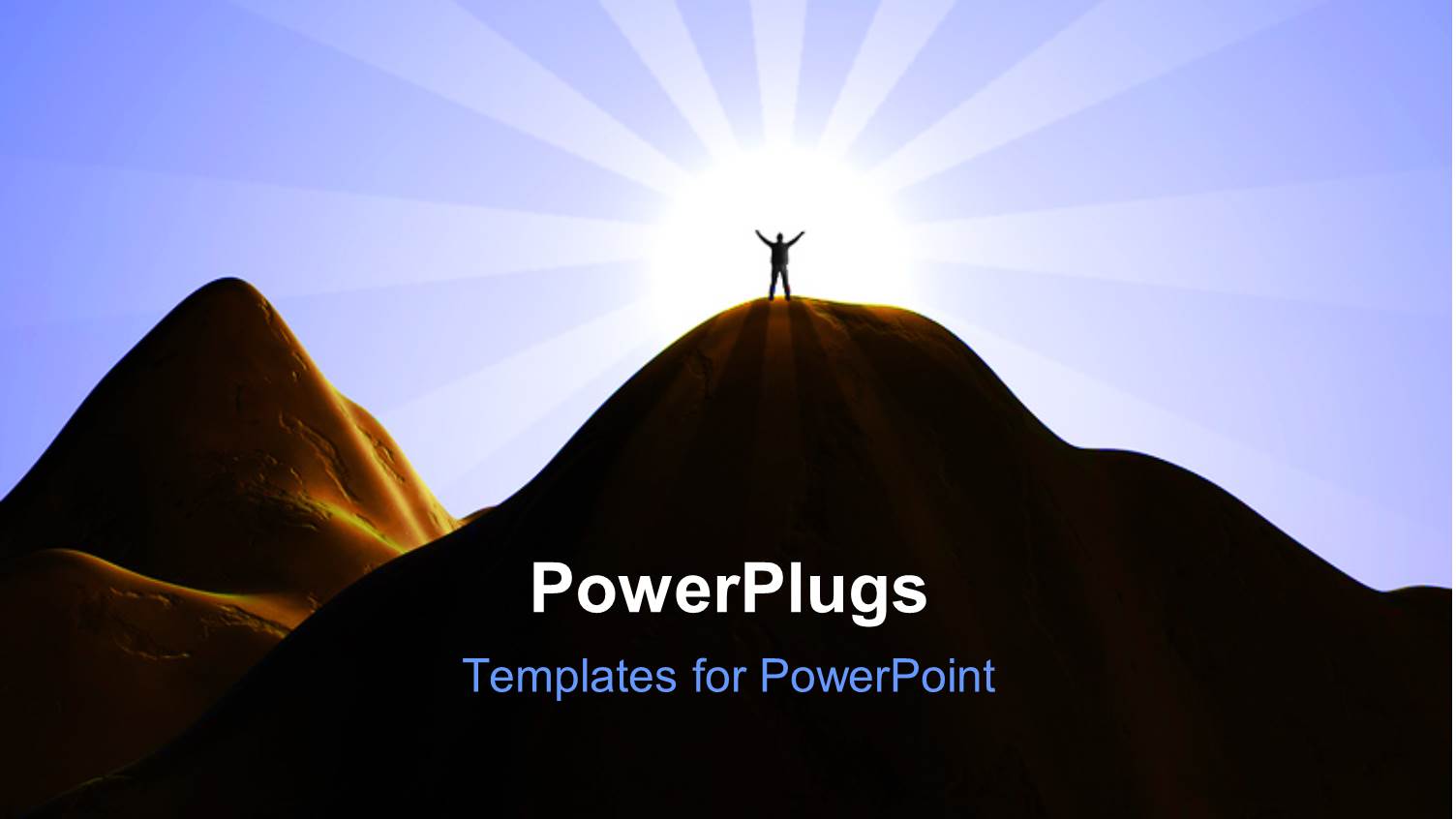 tiny Shadow of Person Standing Atop Mountain