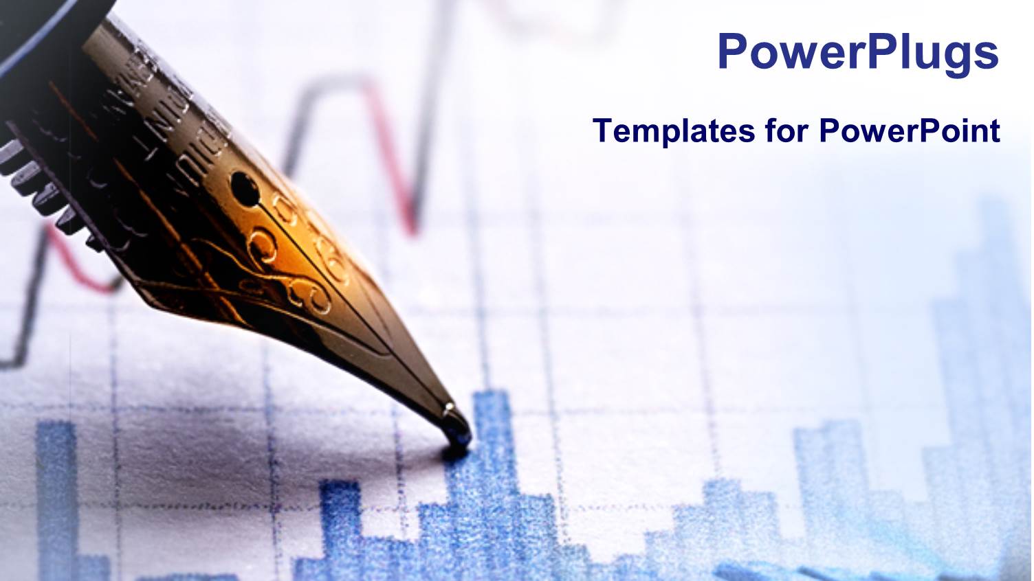 Tip of Elegant Pen on Financial Graphic Chart with Bars and Financial Line