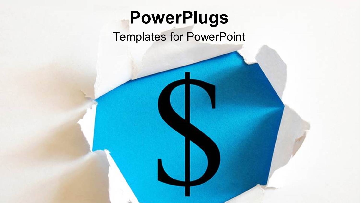 Torn Out White Paper Showing Dollar Symbol on a Blue Background
