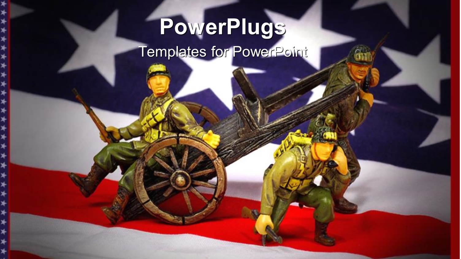 Toy Soldiers with Cart on American Flag Background, Military History