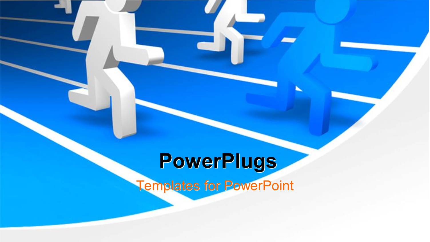Track Events with 3D Men Running in Different Lanes and Blue Winner