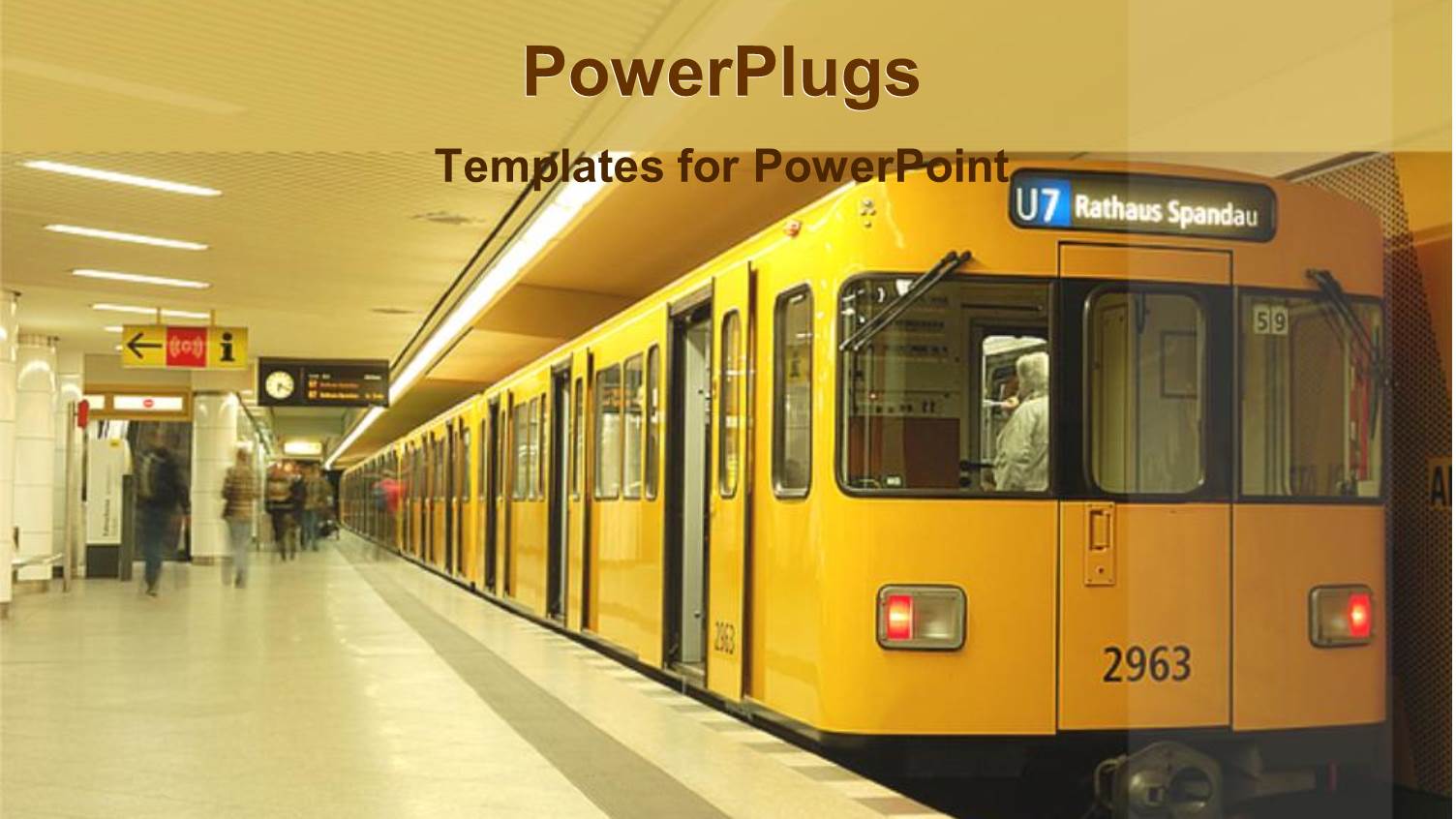 a Train Station with a Stopped Train and a Number of Passengers