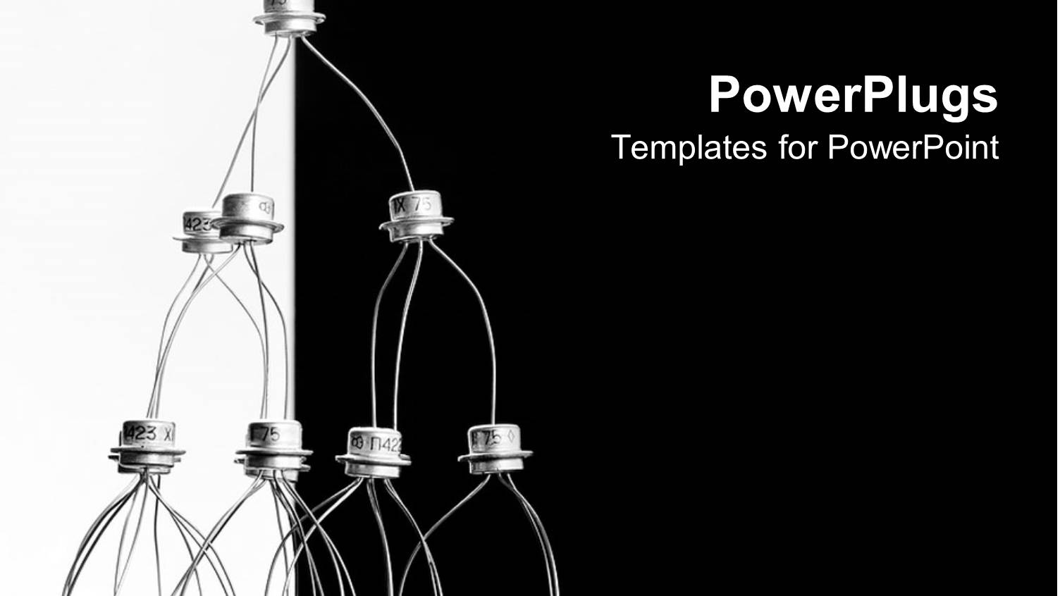 Transistors Stacked in Pyramid Shape, Black and White Background