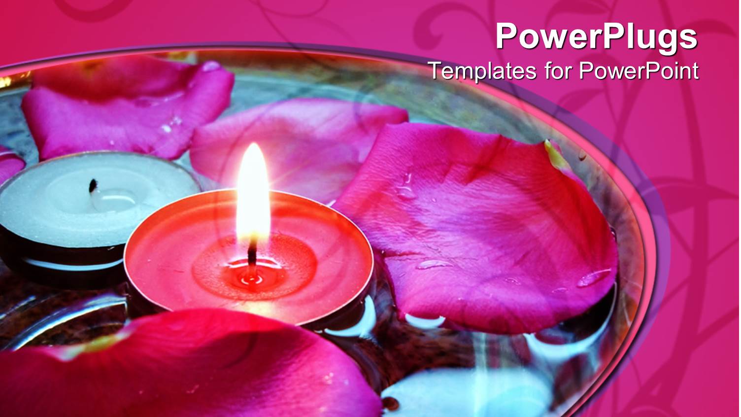 Transparent Bowl of Water with Rose Petals Floating and Votive Candles