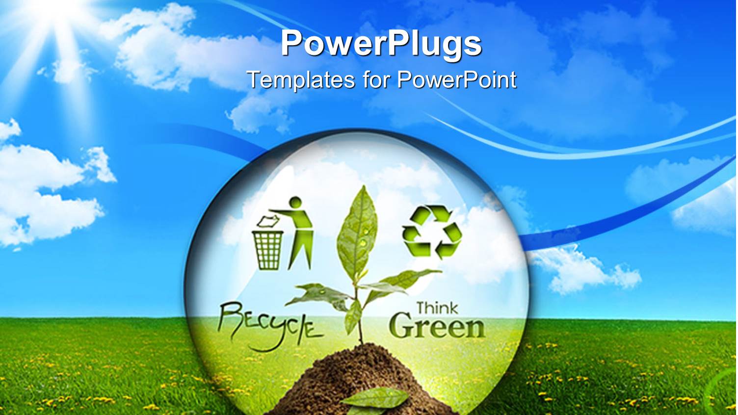 Transparent Bubble with a Plant and Recycle Symbol