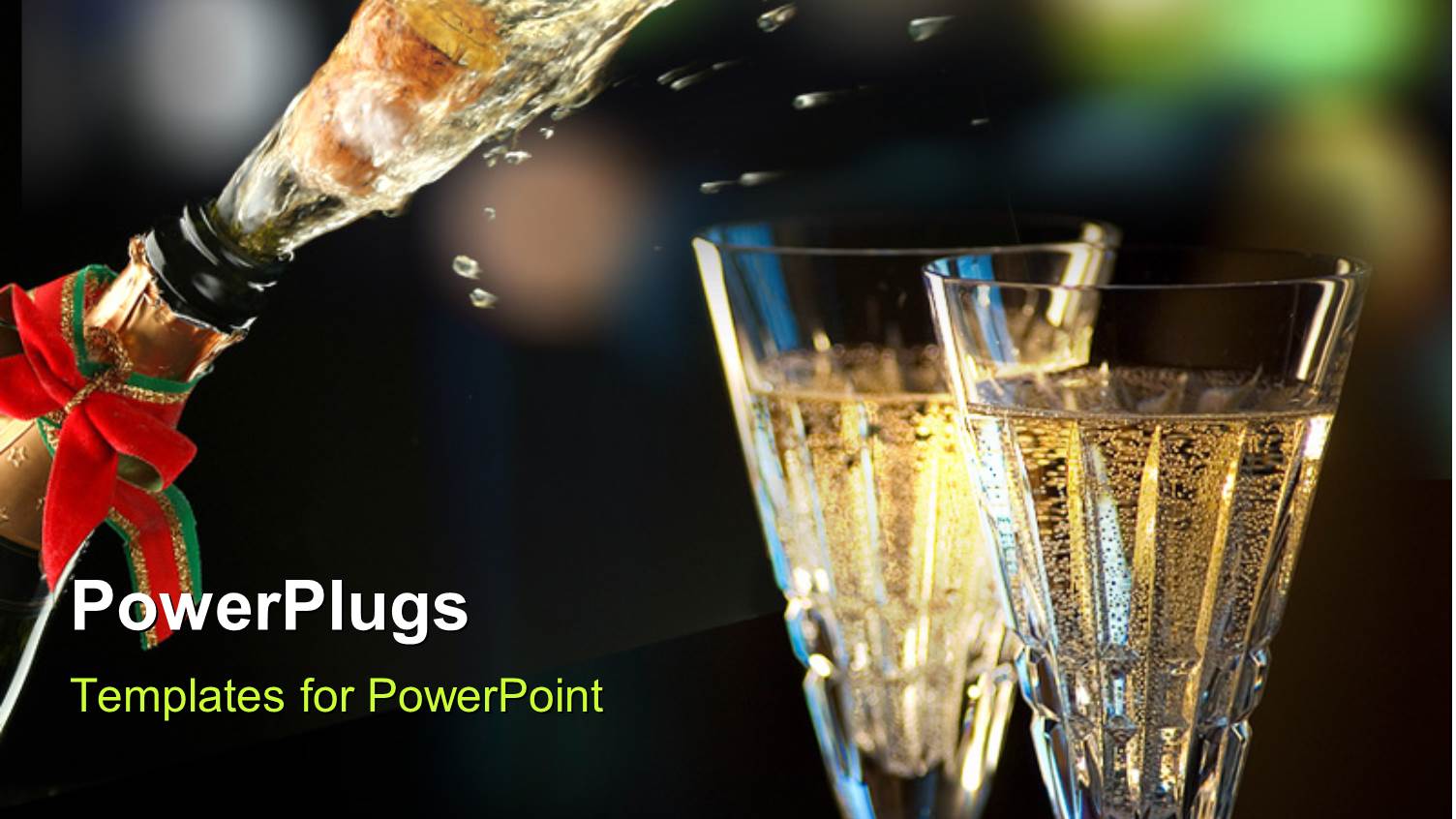 Transparent Crystal Glasses with Champagne Bottle Popping 