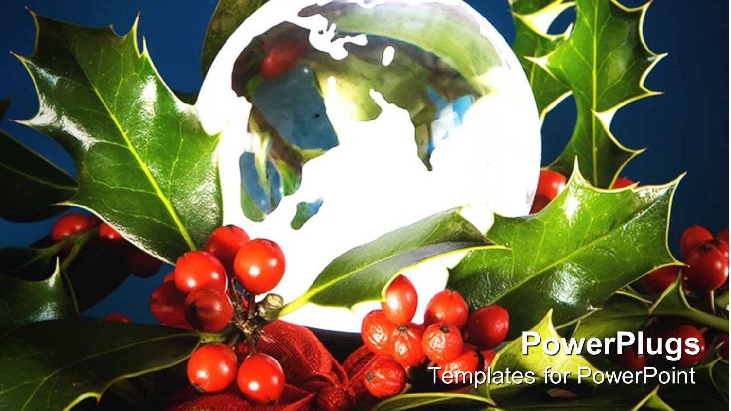 Transparent Glass Christmas Ornament with Leaves and some Berries