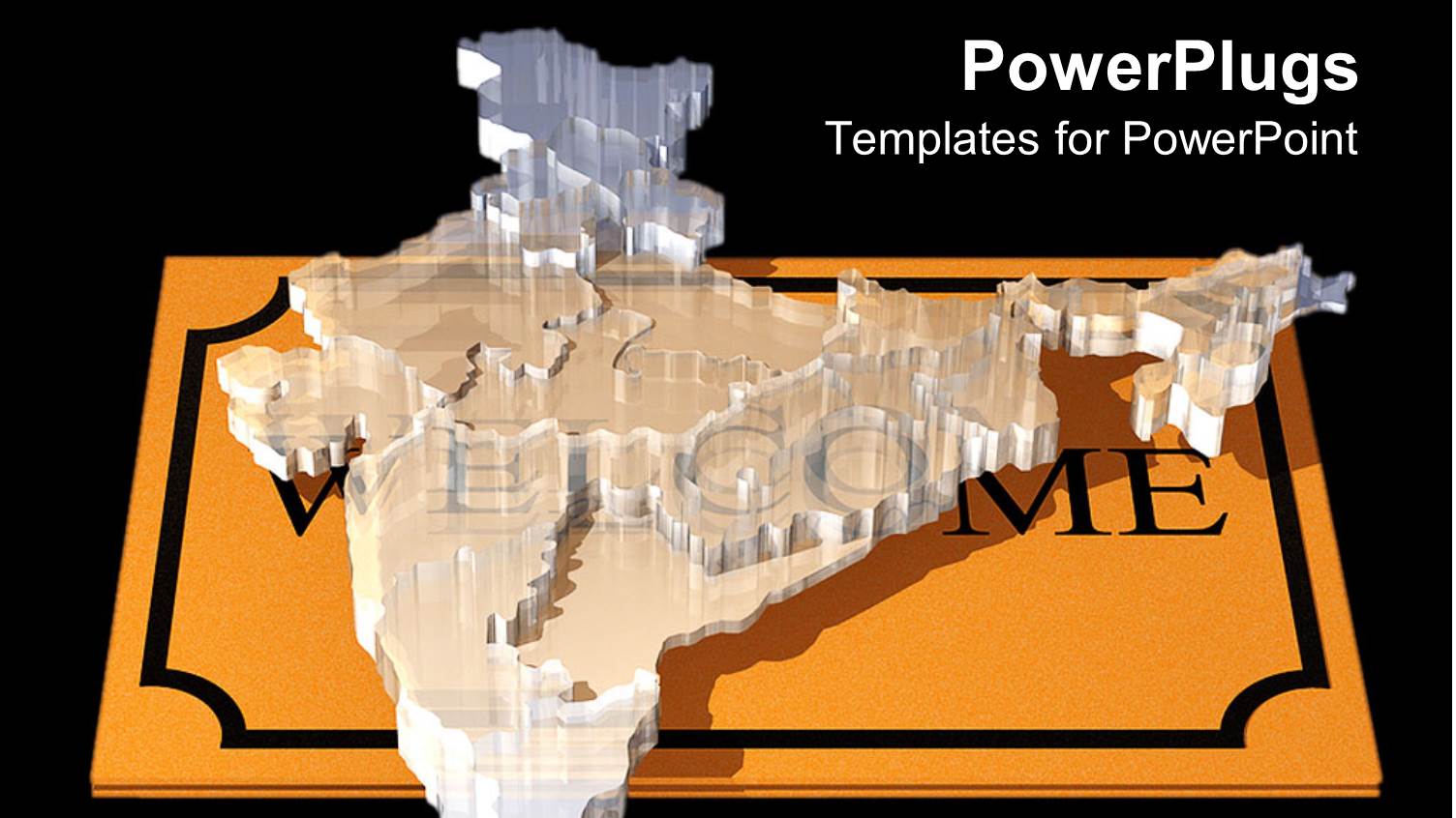 a Transparent Glass Map of India on a Gold Slab