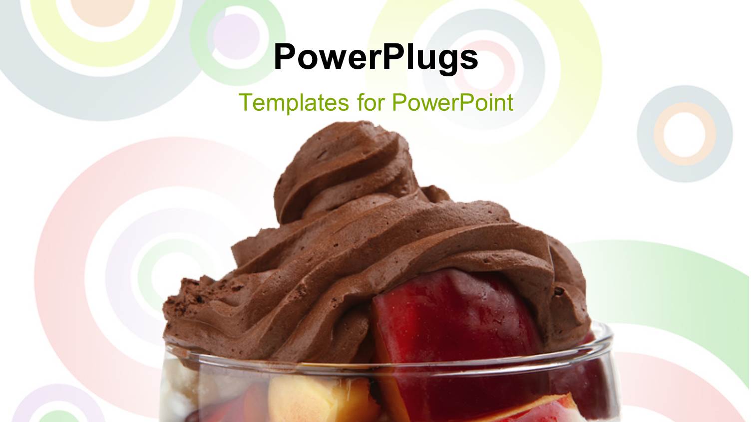 Transparent Glass with Red Apple and Chocolate on Abstract Background with Circles