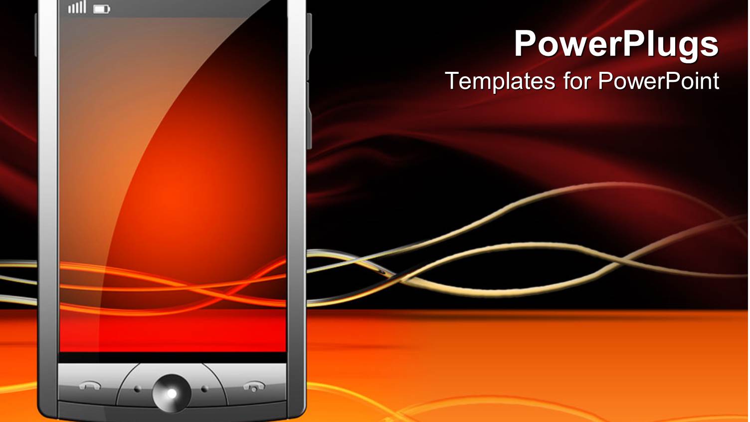 Transparent Screen Touch Screen Smartphone on Glowing Ground with Waving Lines on Dark Colored Background