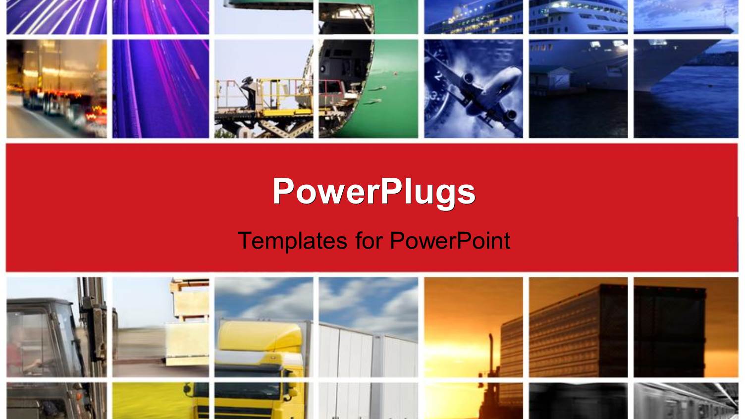 Transport Collage with Trucks and Airplane in Action
