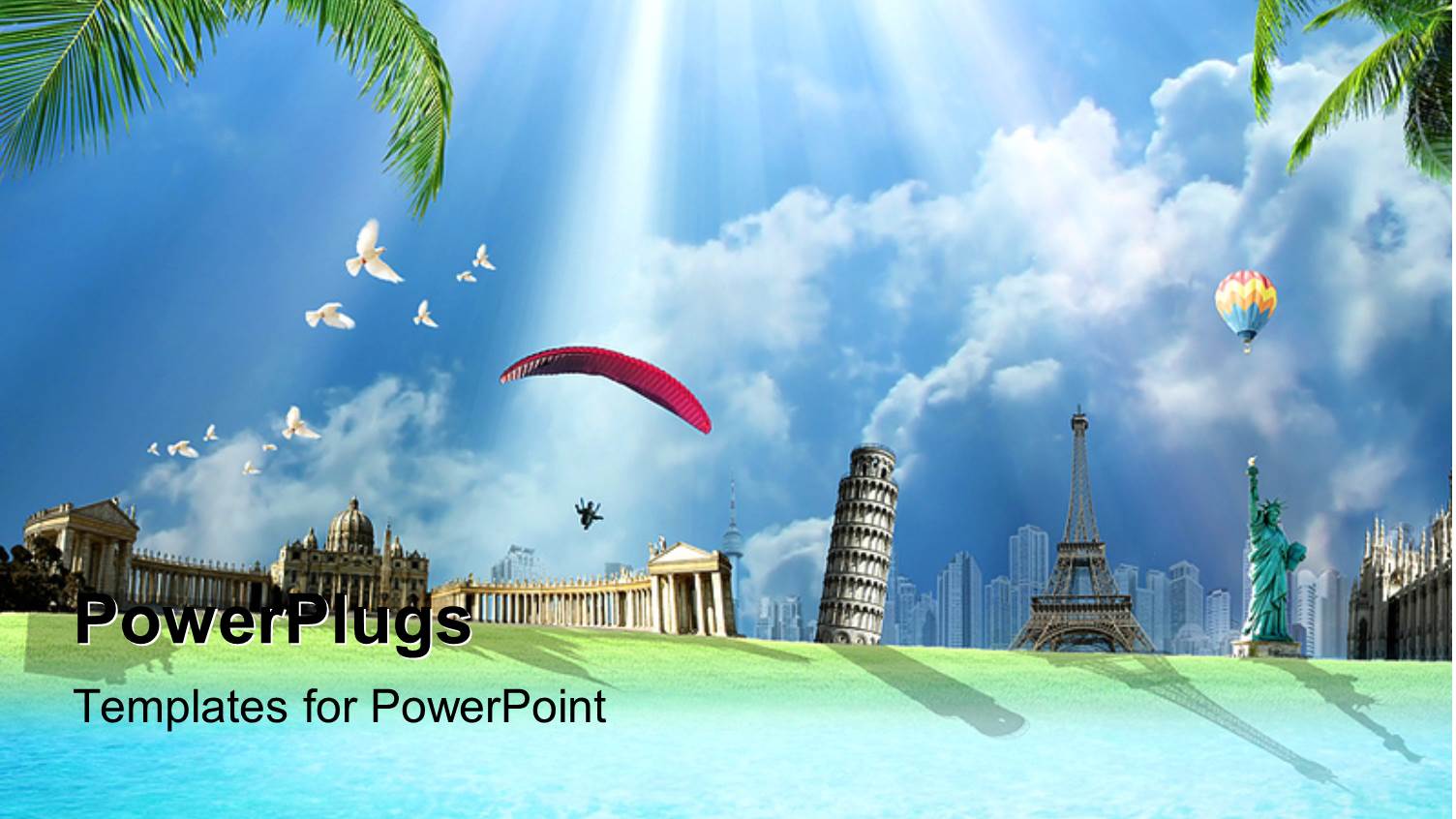 Travel Around the World Conceptual Depiction with International Landmarks