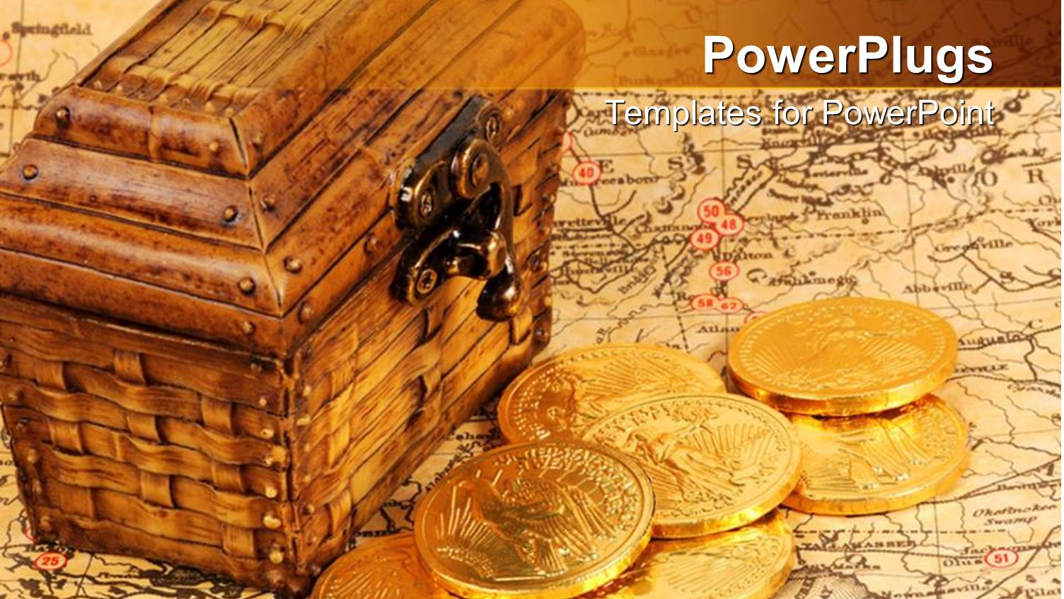 Treasure Box and Treasure Map with Gold Coins