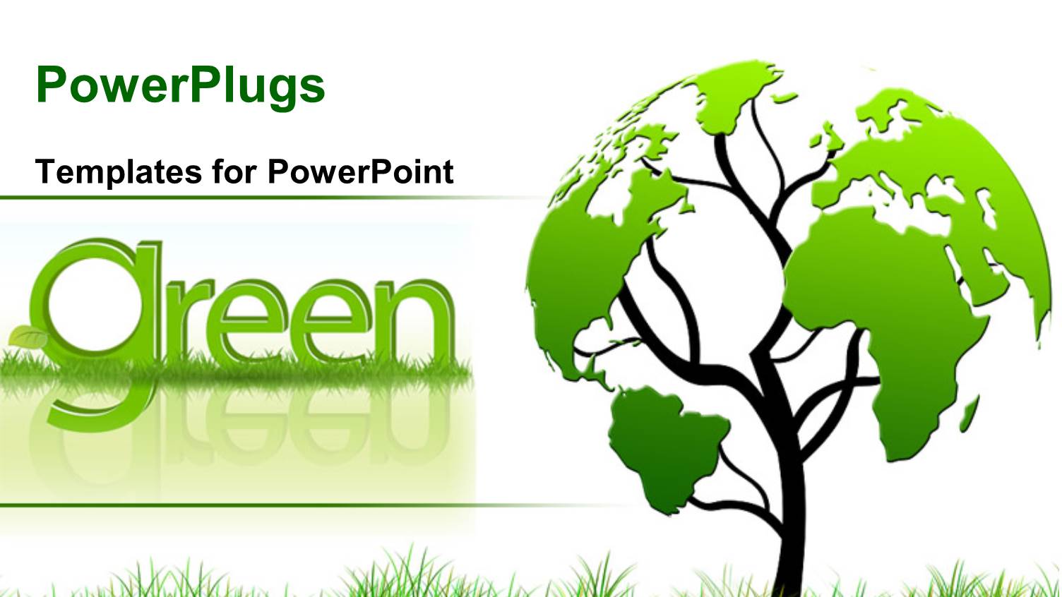 Tree with Foliage World Map Over Green Grass and Green Keyword Depicting Environmental Concept