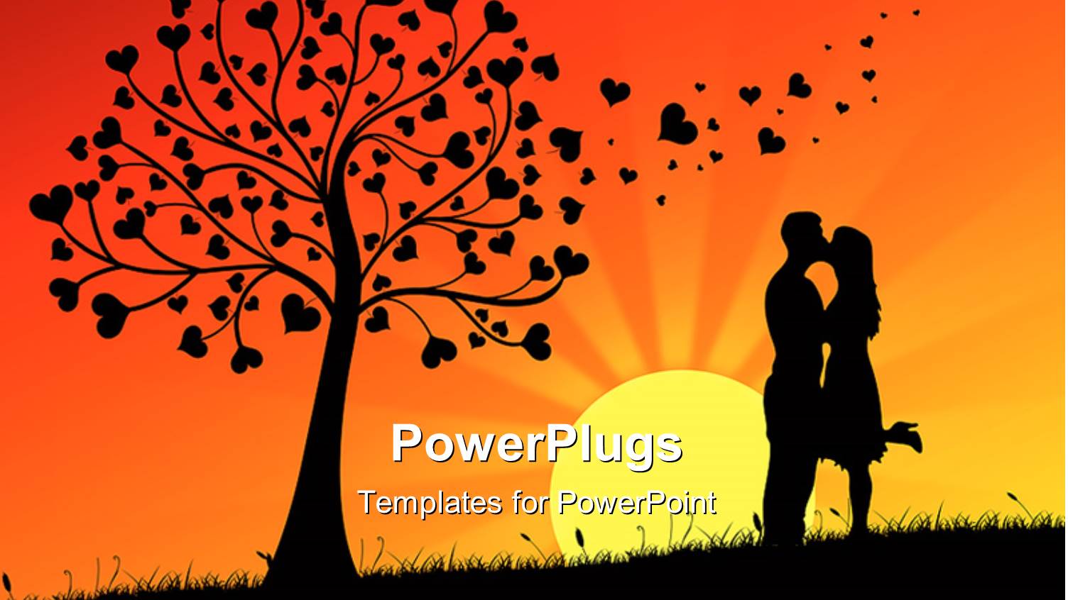 a Tree of Hearts with Sunset in Background