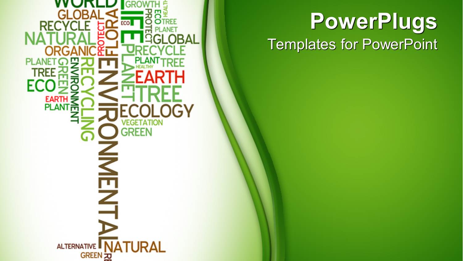 Tree Made of Words Related to Ecology and Environment on Light and Dark Green Background