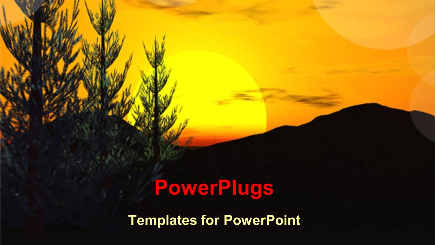 Trees and Mountains Under Bright Orange Sunset