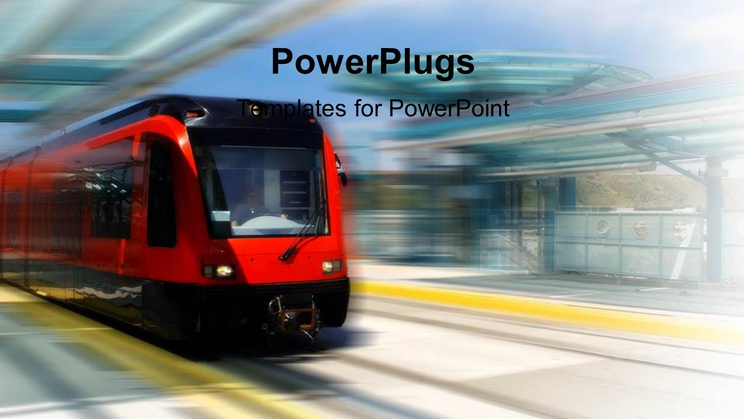 Trolley Bus Speeding Through Trolley Station Red and Black Trolley Train in Blurred Station