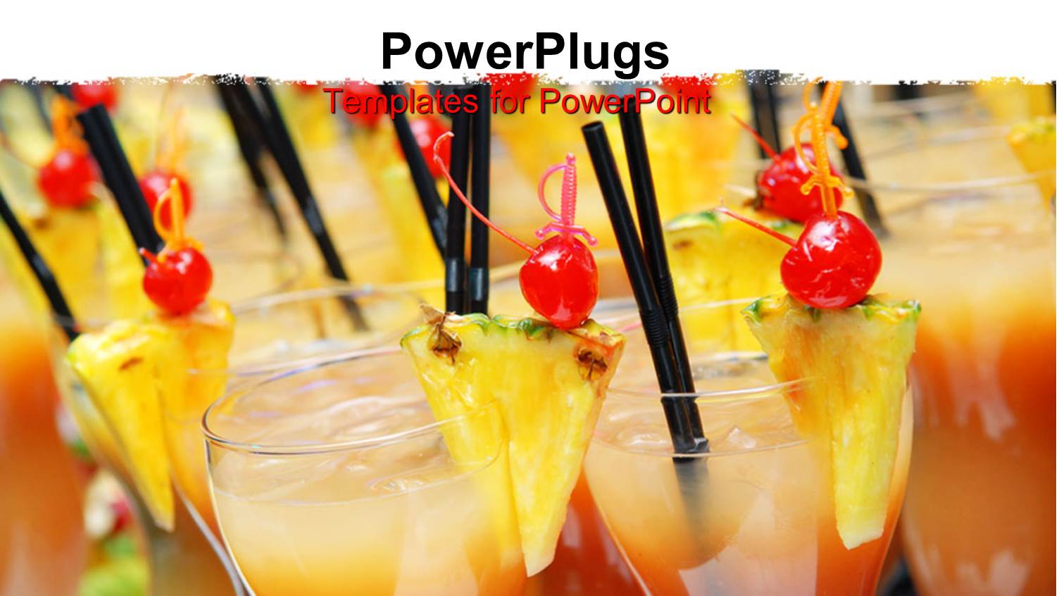 Tropical Drinks with Pineapple and Cherry Garnishes and Straws, Alcoholic Beverages, Bartending, Hospitality