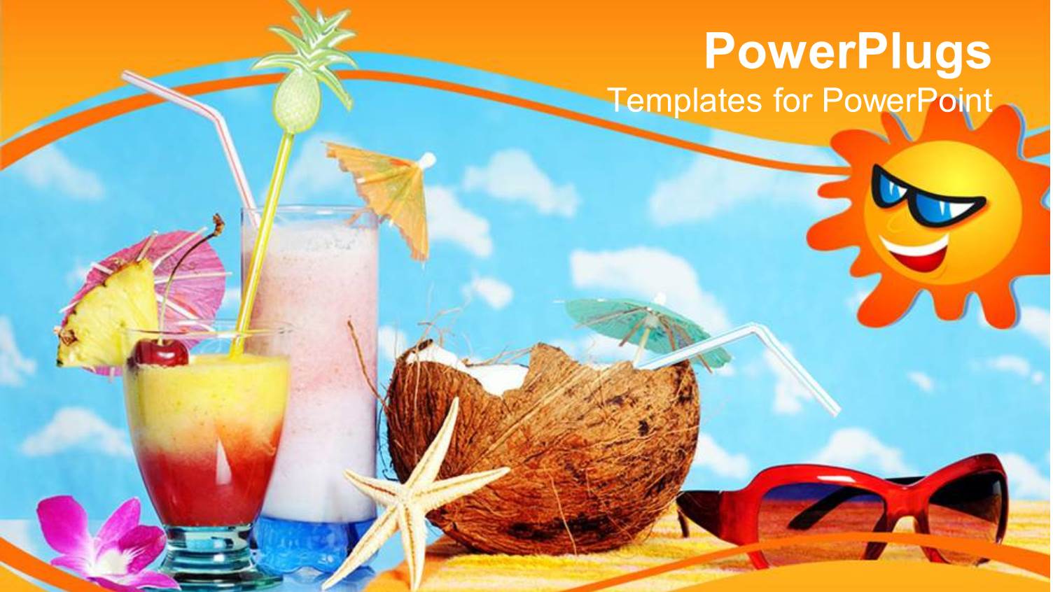 Tropical Drinks, Starfish, Coconut, Sunglasses, Blue Sky