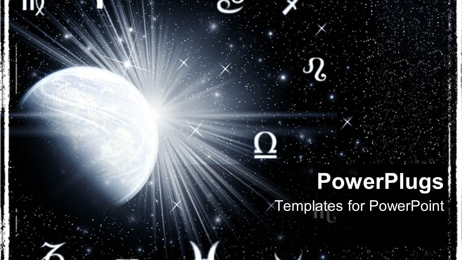 Twelve Zodiac Symbols Around the Planet on a Starry Galaxy Black Background