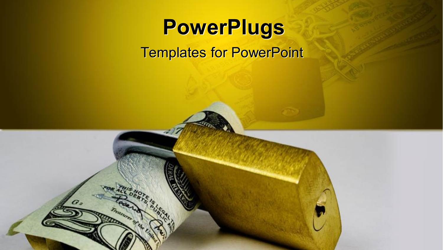 Twenty Dollar Bill in Gold Colored Padlock, Protect Money