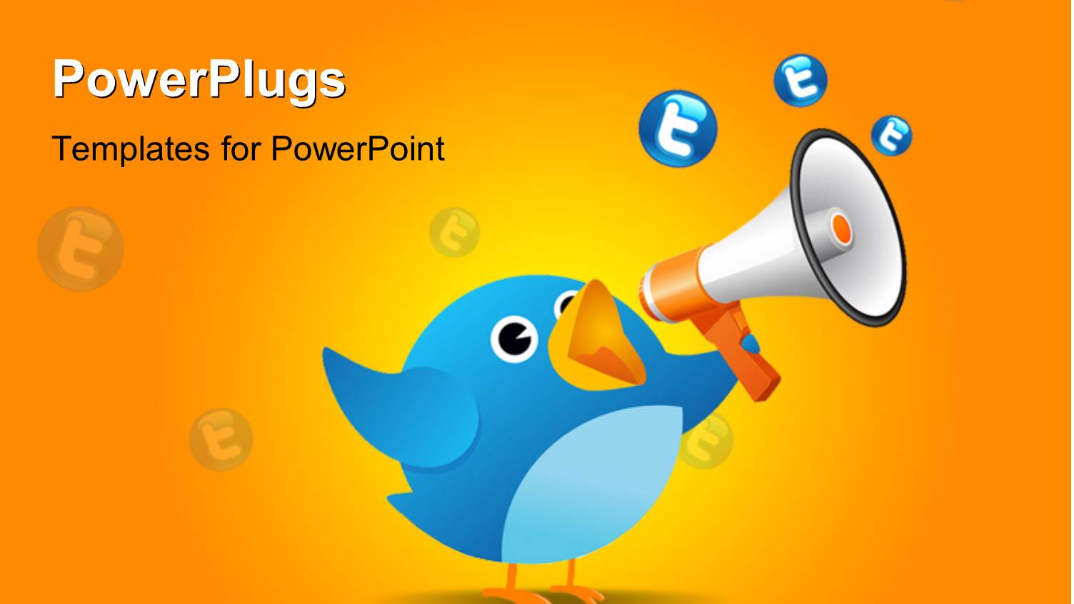 Twitter Bird Using Loud Speaker on Orange Background