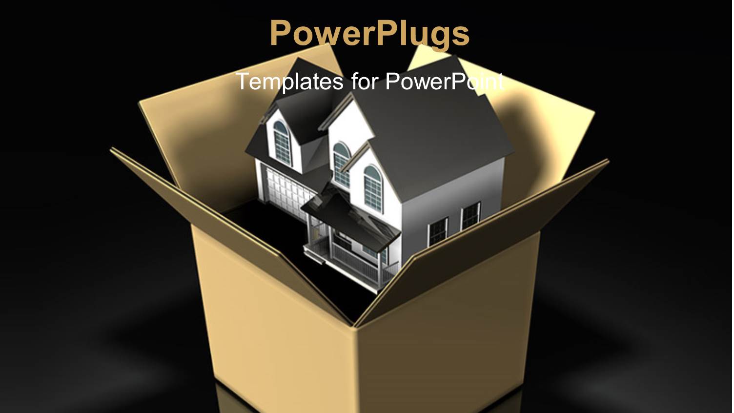 Two-Story House Sitting Inside of a large Cardboard Box with Black Color