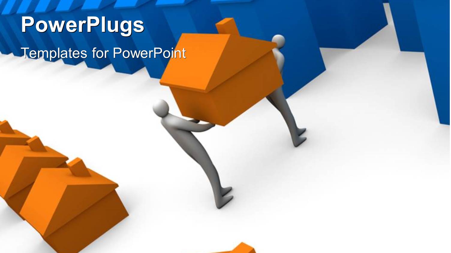 Two 3D Characters Carrying a small Orange Colored House