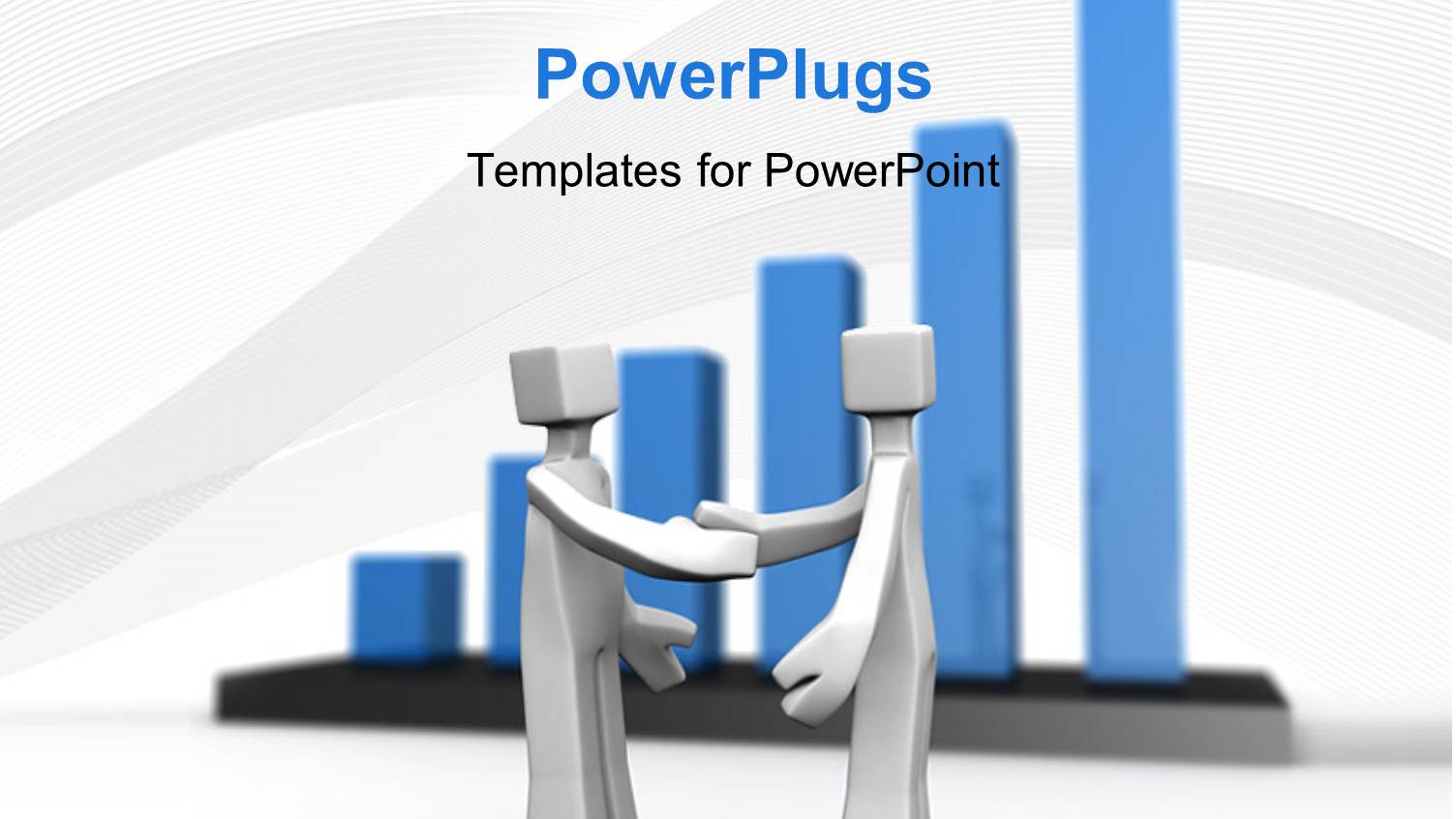 Two 3D Characters Having a Handshake with Blue Background Bars